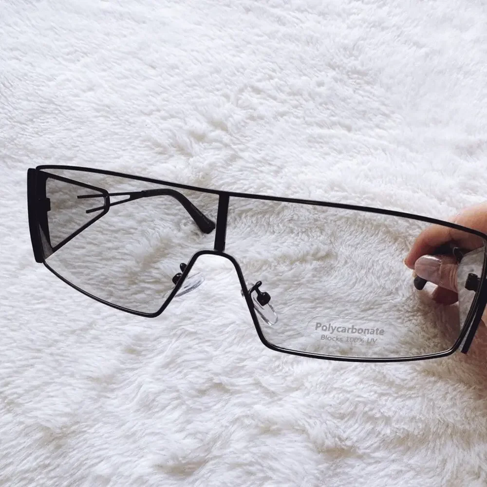 Sandy Clear Black Wrap-Around Sunglasses